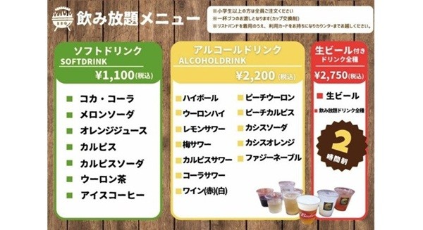 飲み放題メニュー