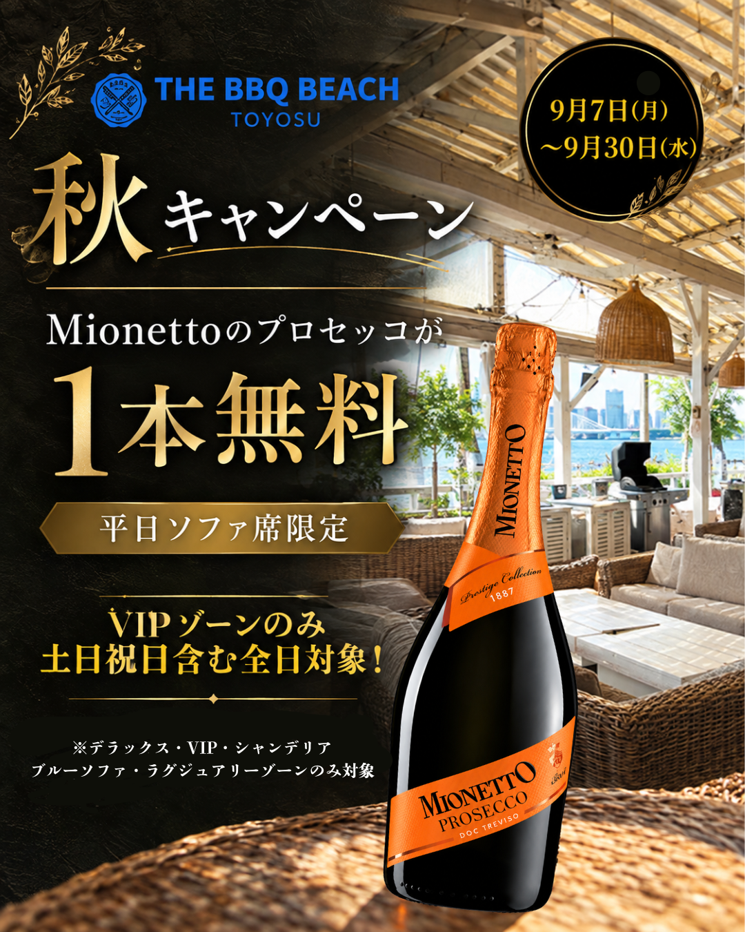 VIP席なら土日祝日含む全日対象！